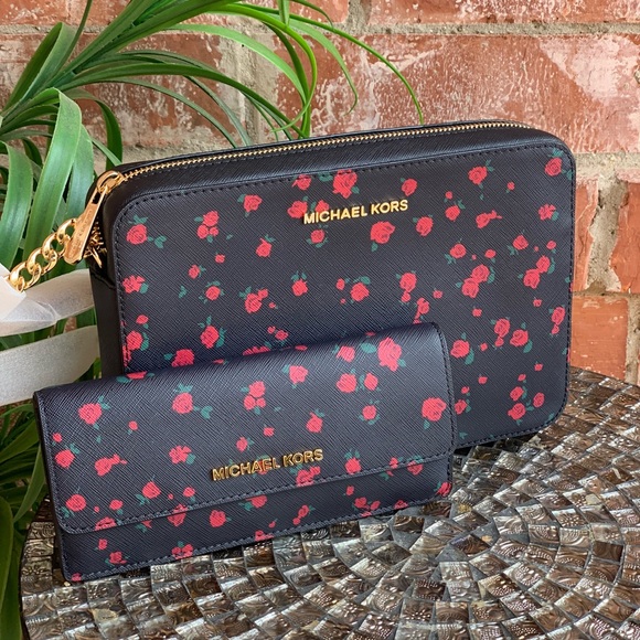 Michael Kors Handbags - Michael kors floral print  crossbody bag+wallet